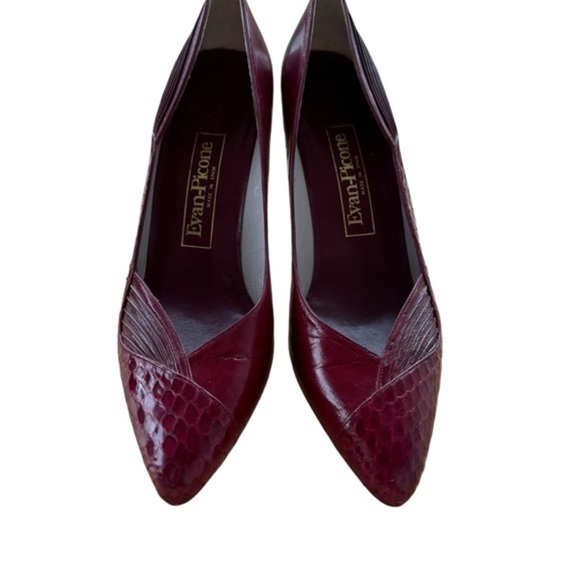 PRICE DROP 🔥🔥Vintage 1970's Evan Picone Maroon Pumps Snakeskin‎  | size 9.5 SS - Picture 2 of 11